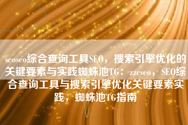 seoseo综合查询工具SEO，搜索引擎优化的关键要素与实践蜘蛛池TG：zzcseo，SEO综合查询工具与搜索引擎优化关键要素实践，蜘蛛池TG指南