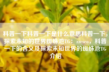 科普一下科普一下是什么意思科普一下，探索未知的世界蜘蛛池TG：zzcseo，科普一下的含义及探索未知世界的蜘蛛池TG介绍