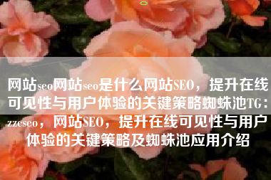网站seo网站seo是什么网站SEO，提升在线可见性与用户体验的关键策略蜘蛛池TG：zzcseo，网站SEO，提升在线可见性与用户体验的关键策略及蜘蛛池应用介绍