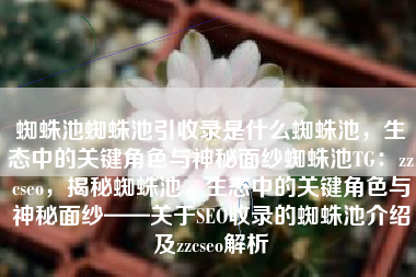 蜘蛛池蜘蛛池引收录是什么蜘蛛池，生态中的关键角色与神秘面纱蜘蛛池TG：zzcseo，揭秘蜘蛛池，生态中的关键角色与神秘面纱——关于SEO收录的蜘蛛池介绍及zzcseo解析