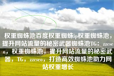 权重蜘蛛池百度权重蜘蛛ip权重蜘蛛池，提升网站流量的秘密武器蜘蛛池TG：zzcseo，权重蜘蛛池，提升网站流量的秘密武器，TG，zzcseo，打造高效蜘蛛池助力网站权重增长