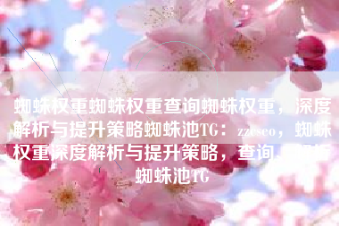蜘蛛权重蜘蛛权重查询蜘蛛权重，深度解析与提升策略蜘蛛池TG：zzcseo，蜘蛛权重深度解析与提升策略，查询、解析蜘蛛池TG