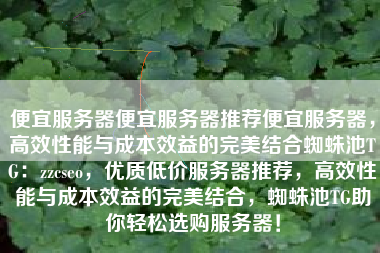 便宜服务器便宜服务器推荐便宜服务器，高效性能与成本效益的完美结合蜘蛛池TG：zzcseo，优质低价服务器推荐，高效性能与成本效益的完美结合，蜘蛛池TG助你轻松选购服务器！