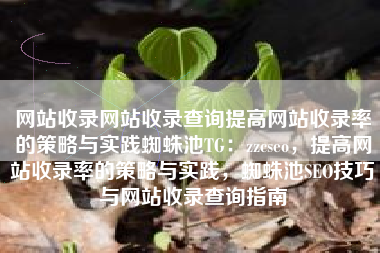 网站收录网站收录查询提高网站收录率的策略与实践蜘蛛池TG：zzcseo，提高网站收录率的策略与实践，蜘蛛池SEO技巧与网站收录查询指南