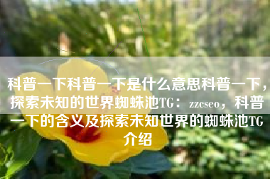 科普一下科普一下是什么意思科普一下，探索未知的世界蜘蛛池TG：zzcseo，科普一下的含义及探索未知世界的蜘蛛池TG介绍
