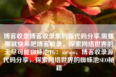 博客收录博客收录集的源代码分享,需要那就快来吧博客收录，探索网络世界的无尽可能蜘蛛池TG：zzcseo，博客收录源代码分享，探索网络世界的蜘蛛池SEO秘籍