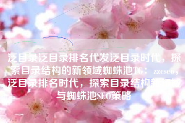 泛目录泛目录排名代发泛目录时代，探索目录结构的新领域蜘蛛池TG：zzcseo，泛目录排名时代，探索目录结构新领域与蜘蛛池SEO策略