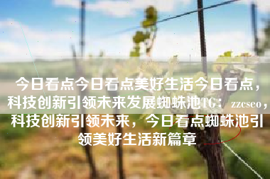 今日看点今日看点美好生活今日看点，科技创新引领未来发展蜘蛛池TG：zzcseo，科技创新引领未来，今日看点蜘蛛池引领美好生活新篇章