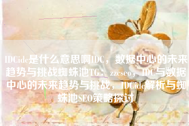 IDCidc是什么意思啊IDC，数据中心的未来趋势与挑战蜘蛛池TG：zzcseo，IDC与数据中心的未来趋势与挑战，IDCidc解析与蜘蛛池SEO策略探讨