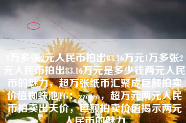 1万多张2元人民币拍出83.16万元1万多张2元人民币拍出83.16万元是多少钱两元人民币的魅力，超万张纸币汇聚成巨额拍卖价值蜘蛛池TG：zzcseo，超万元两元人民币拍卖出天价，巨额拍卖价值揭示两元人民币的魅力