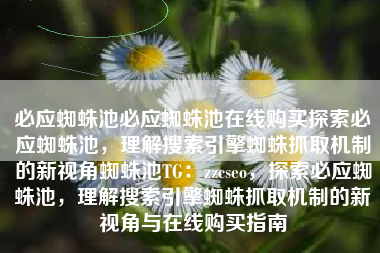 必应蜘蛛池必应蜘蛛池在线购买探索必应蜘蛛池，理解搜索引擎蜘蛛抓取机制的新视角蜘蛛池TG：zzcseo，探索必应蜘蛛池，理解搜索引擎蜘蛛抓取机制的新视角与在线购买指南