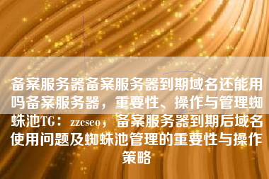 备案服务器备案服务器到期域名还能用吗备案服务器，重要性、操作与管理蜘蛛池TG：zzcseo，备案服务器到期后域名使用问题及蜘蛛池管理的重要性与操作策略