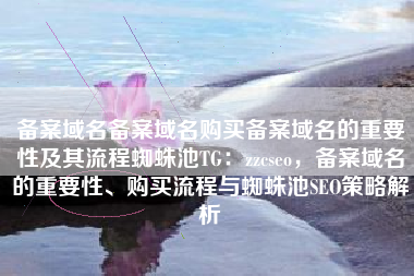 备案域名备案域名购买备案域名的重要性及其流程蜘蛛池TG：zzcseo，备案域名的重要性、购买流程与蜘蛛池SEO策略解析