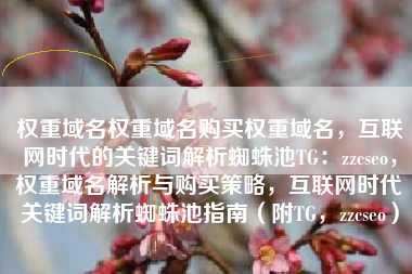 权重域名权重域名购买权重域名，互联网时代的关键词解析蜘蛛池TG：zzcseo，权重域名解析与购买策略，互联网时代关键词解析蜘蛛池指南（附TG，zzcseo）