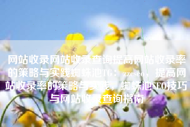 网站收录网站收录查询提高网站收录率的策略与实践蜘蛛池TG：zzcseo，提高网站收录率的策略与实践，蜘蛛池SEO技巧与网站收录查询指南