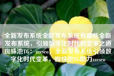 全新发布系统全新发布系统有哪些全新发布系统，引领数字化时代的变革之道蜘蛛池TG：zzcseo，全新发布系统引领数字化时代变革，蜘蛛池TG助力zzcseo