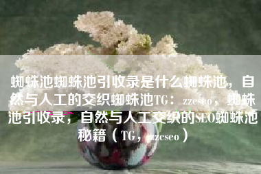 蜘蛛池蜘蛛池引收录是什么蜘蛛池，自然与人工的交织蜘蛛池TG：zzcseo，蜘蛛池引收录，自然与人工交织的SEO蜘蛛池秘籍（TG，zzcseo）