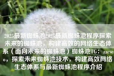 2025最新蜘蛛池2025最新蜘蛛池程序探索未来的蜘蛛池，构建高效的网络生态体系（面向未来的蜘蛛池）蜘蛛池TG：zzcseo，探索未来蜘蛛池技术，构建高效网络生态体系与最新蜘蛛池程序介绍