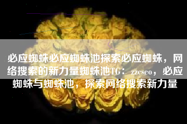 必应蜘蛛必应蜘蛛池探索必应蜘蛛，网络搜索的新力量蜘蛛池TG：zzcseo，必应蜘蛛与蜘蛛池，探索网络搜索新力量