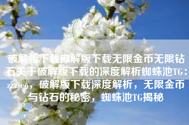 破解版下载破解版下载无限金币无限钻石关于破解版下载的深度解析蜘蛛池TG：zzcseo，破解版下载深度解析，无限金币与钻石的秘密，蜘蛛池TG揭秘