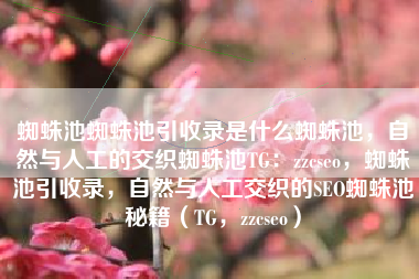 蜘蛛池蜘蛛池引收录是什么蜘蛛池，自然与人工的交织蜘蛛池TG：zzcseo，蜘蛛池引收录，自然与人工交织的SEO蜘蛛池秘籍（TG，zzcseo）