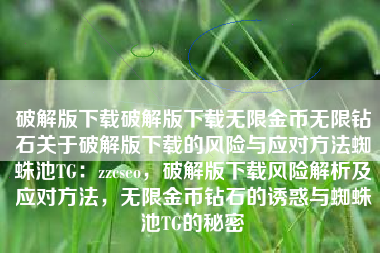 破解版下载破解版下载无限金币无限钻石关于破解版下载的风险与应对方法蜘蛛池TG：zzcseo，破解版下载风险解析及应对方法，无限金币钻石的诱惑与蜘蛛池TG的秘密
