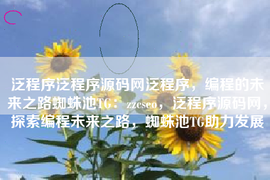 泛程序泛程序源码网泛程序，编程的未来之路蜘蛛池TG：zzcseo，泛程序源码网，探索编程未来之路，蜘蛛池TG助力发展