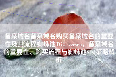 备案域名备案域名购买备案域名的重要性及其流程蜘蛛池TG：zzcseo，备案域名的重要性、购买流程与蜘蛛池SEO策略解析