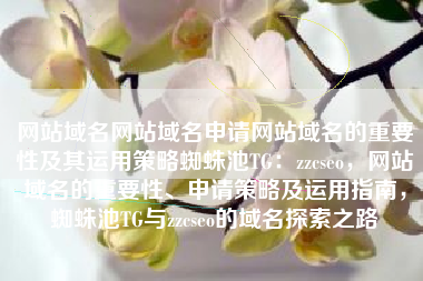 网站域名网站域名申请网站域名的重要性及其运用策略蜘蛛池TG：zzcseo，网站域名的重要性、申请策略及运用指南，蜘蛛池TG与zzcseo的域名探索之路