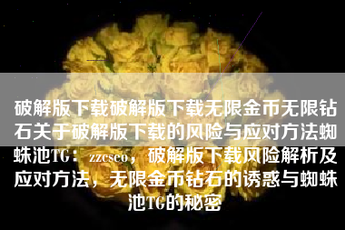 破解版下载破解版下载无限金币无限钻石关于破解版下载的风险与应对方法蜘蛛池TG：zzcseo，破解版下载风险解析及应对方法，无限金币钻石的诱惑与蜘蛛池TG的秘密