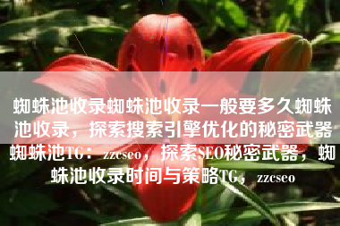 蜘蛛池收录蜘蛛池收录一般要多久蜘蛛池收录，探索搜索引擎优化的秘密武器蜘蛛池TG：zzcseo，探索SEO秘密武器，蜘蛛池收录时间与策略TG，zzcseo