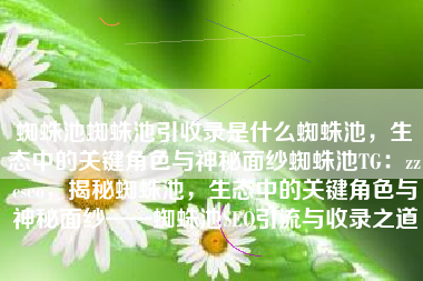 蜘蛛池蜘蛛池引收录是什么蜘蛛池，生态中的关键角色与神秘面纱蜘蛛池TG：zzcseo，揭秘蜘蛛池，生态中的关键角色与神秘面纱——蜘蛛池SEO引流与收录之道
