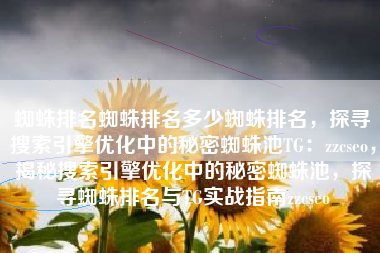 蜘蛛排名蜘蛛排名多少蜘蛛排名，探寻搜索引擎优化中的秘密蜘蛛池TG：zzcseo，揭秘搜索引擎优化中的秘密蜘蛛池，探寻蜘蛛排名与TG实战指南zzcseo