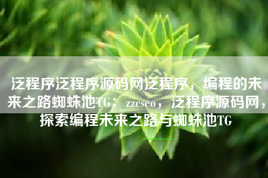 泛程序泛程序源码网泛程序，编程的未来之路蜘蛛池TG：zzcseo，泛程序源码网，探索编程未来之路与蜘蛛池TG