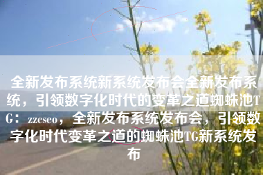 全新发布系统新系统发布会全新发布系统，引领数字化时代的变革之道蜘蛛池TG：zzcseo，全新发布系统发布会，引领数字化时代变革之道的蜘蛛池TG新系统发布