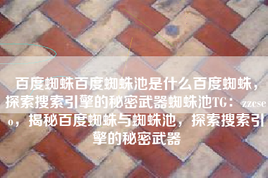 百度蜘蛛百度蜘蛛池是什么百度蜘蛛，探索搜索引擎的秘密武器蜘蛛池TG：zzcseo，揭秘百度蜘蛛与蜘蛛池，探索搜索引擎的秘密武器