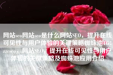 网站seo网站seo是什么网站SEO，提升在线可见性与用户体验的关键策略蜘蛛池TG：zzcseo，网站SEO，提升在线可见性与用户体验的关键策略及蜘蛛池应用介绍