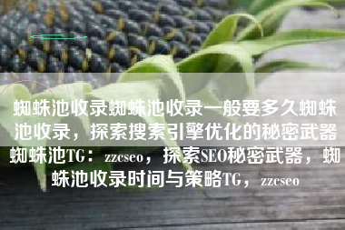 蜘蛛池收录蜘蛛池收录一般要多久蜘蛛池收录，探索搜索引擎优化的秘密武器蜘蛛池TG：zzcseo，探索SEO秘密武器，蜘蛛池收录时间与策略TG，zzcseo