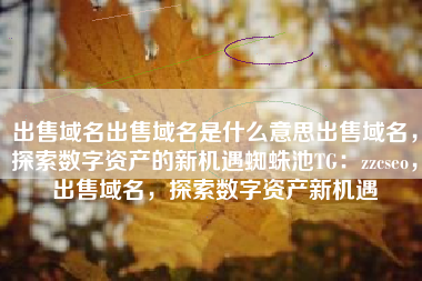 出售域名出售域名是什么意思出售域名，探索数字资产的新机遇蜘蛛池TG：zzcseo，出售域名，探索数字资产新机遇