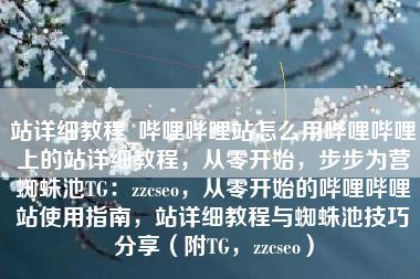 站详细教程_哔哩哔哩站怎么用哔哩哔哩上的站详细教程，从零开始，步步为营蜘蛛池TG：zzcseo，从零开始的哔哩哔哩站使用指南，站详细教程与蜘蛛池技巧分享（附TG，zzcseo）