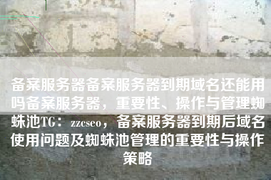 备案服务器备案服务器到期域名还能用吗备案服务器，重要性、操作与管理蜘蛛池TG：zzcseo，备案服务器到期后域名使用问题及蜘蛛池管理的重要性与操作策略