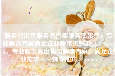 服务器出售服务器售卖服务器出售，专业解决方案满足企业需求蜘蛛池TG：zzcseo，专业服务器出售与解决方案，满足企业需求——蜘蛛池TG，zzcseo