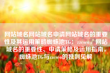 网站域名网站域名申请网站域名的重要性及其运用策略蜘蛛池TG：zzcseo，网站域名的重要性、申请策略及运用指南，蜘蛛池TG与zzcseo的独到见解