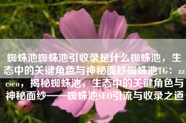 蜘蛛池蜘蛛池引收录是什么蜘蛛池，生态中的关键角色与神秘面纱蜘蛛池TG：zzcseo，揭秘蜘蛛池，生态中的关键角色与神秘面纱——蜘蛛池SEO引流与收录之道