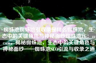 蜘蛛池蜘蛛池引收录是什么蜘蛛池，生态中的关键角色与神秘面纱蜘蛛池TG：zzcseo，揭秘蜘蛛池，生态中的关键角色与神秘面纱——蜘蛛池SEO引流与收录之道