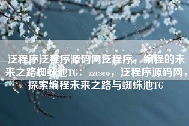 泛程序泛程序源码网泛程序，编程的未来之路蜘蛛池TG：zzcseo，泛程序源码网，探索编程未来之路与蜘蛛池TG