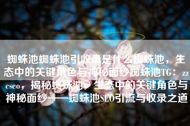 蜘蛛池蜘蛛池引收录是什么蜘蛛池，生态中的关键角色与神秘面纱蜘蛛池TG：zzcseo，揭秘蜘蛛池，生态中的关键角色与神秘面纱——蜘蛛池SEO引流与收录之道