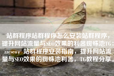 站群程序站群程序怎么安装站群程序，提升网站流量与SEO效果的利器蜘蛛池TG：zzcseo，站群程序安装指南，提升网站流量与SEO效果的蜘蛛池利器，TG教程分享。