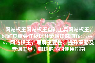 网站权重网站权重查询工具网站权重，理解其重要性及提升策略蜘蛛池TG：zzcseo，网站权重，理解重要性、提升策略及查询工具，蜘蛛池TG的使用指南