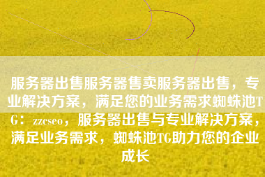 服务器出售服务器售卖服务器出售，专业解决方案，满足您的业务需求蜘蛛池TG：zzcseo，服务器出售与专业解决方案，满足业务需求，蜘蛛池TG助力您的企业成长